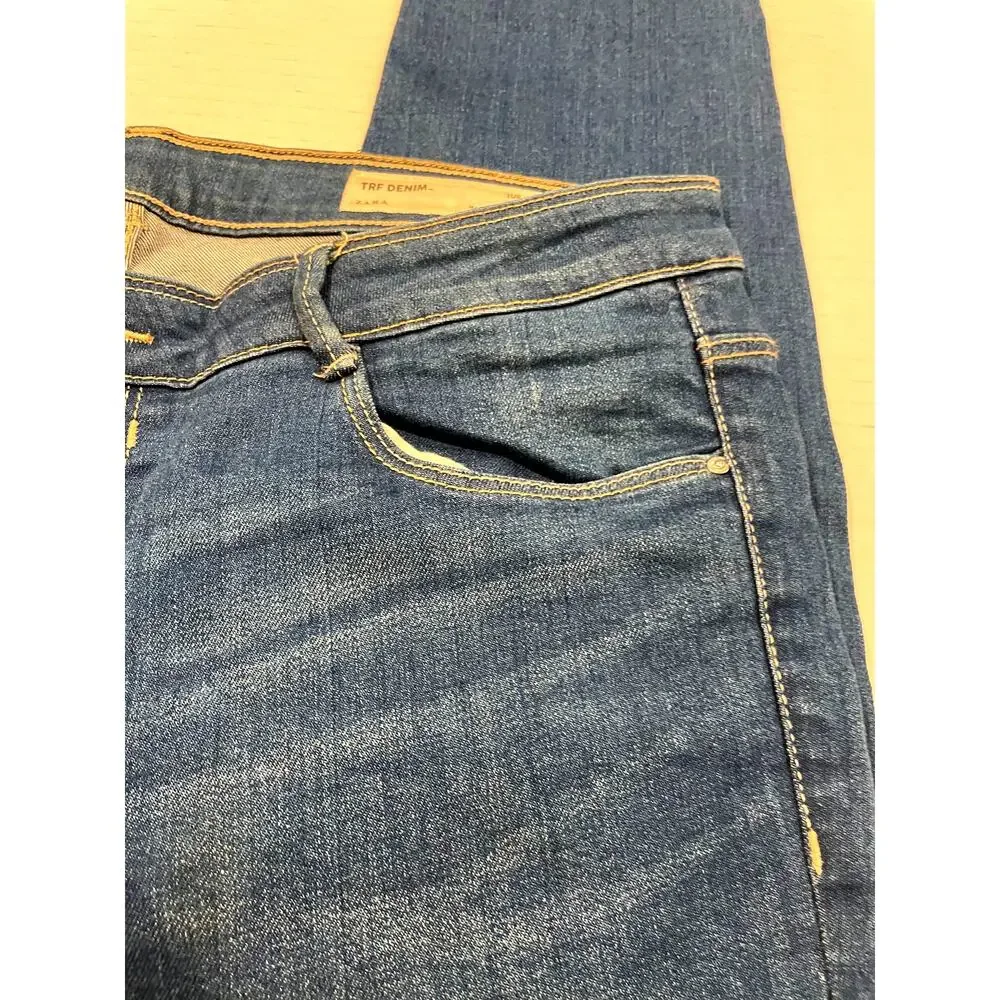 Zara women's blue skinny jeans size 8 Mid rise skinny stretch denim TRF denim